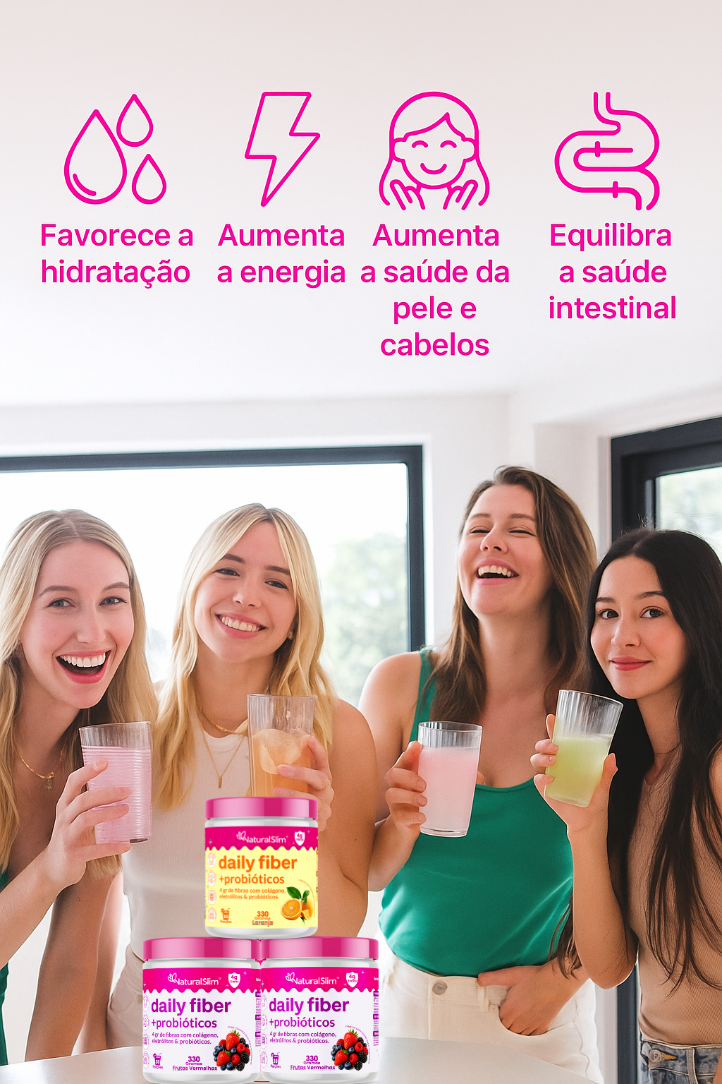 Daily Fiber Suplemento Diário 450 Gramas Melancia Natural Slim