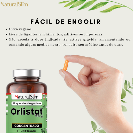 Orlistate 120mg 60 Cápsulas NaturalSlim - Poderoso bloqueador de gorduras