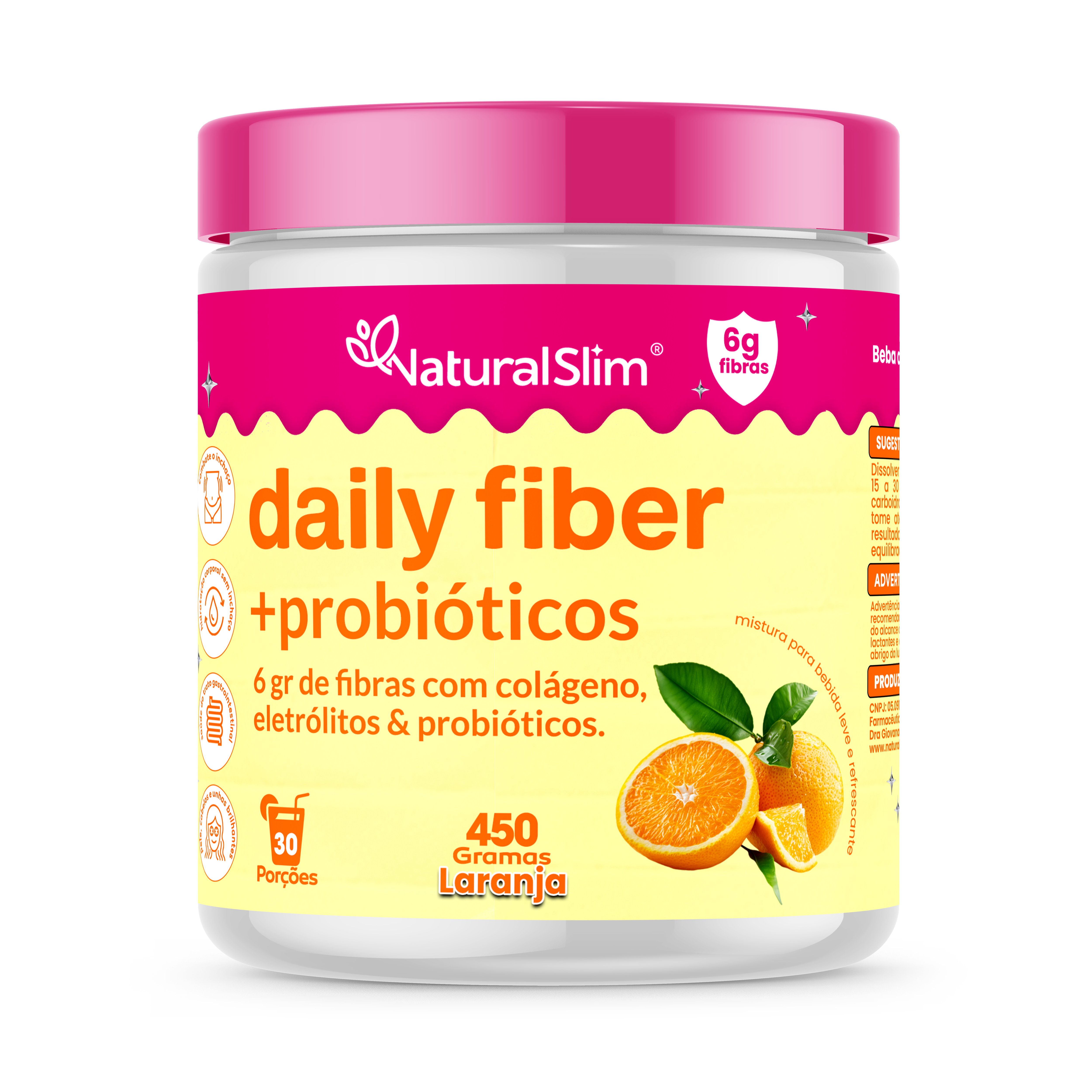 Daily Fiber Suplemento Diário 450 Gramas Laranja Natural Slim