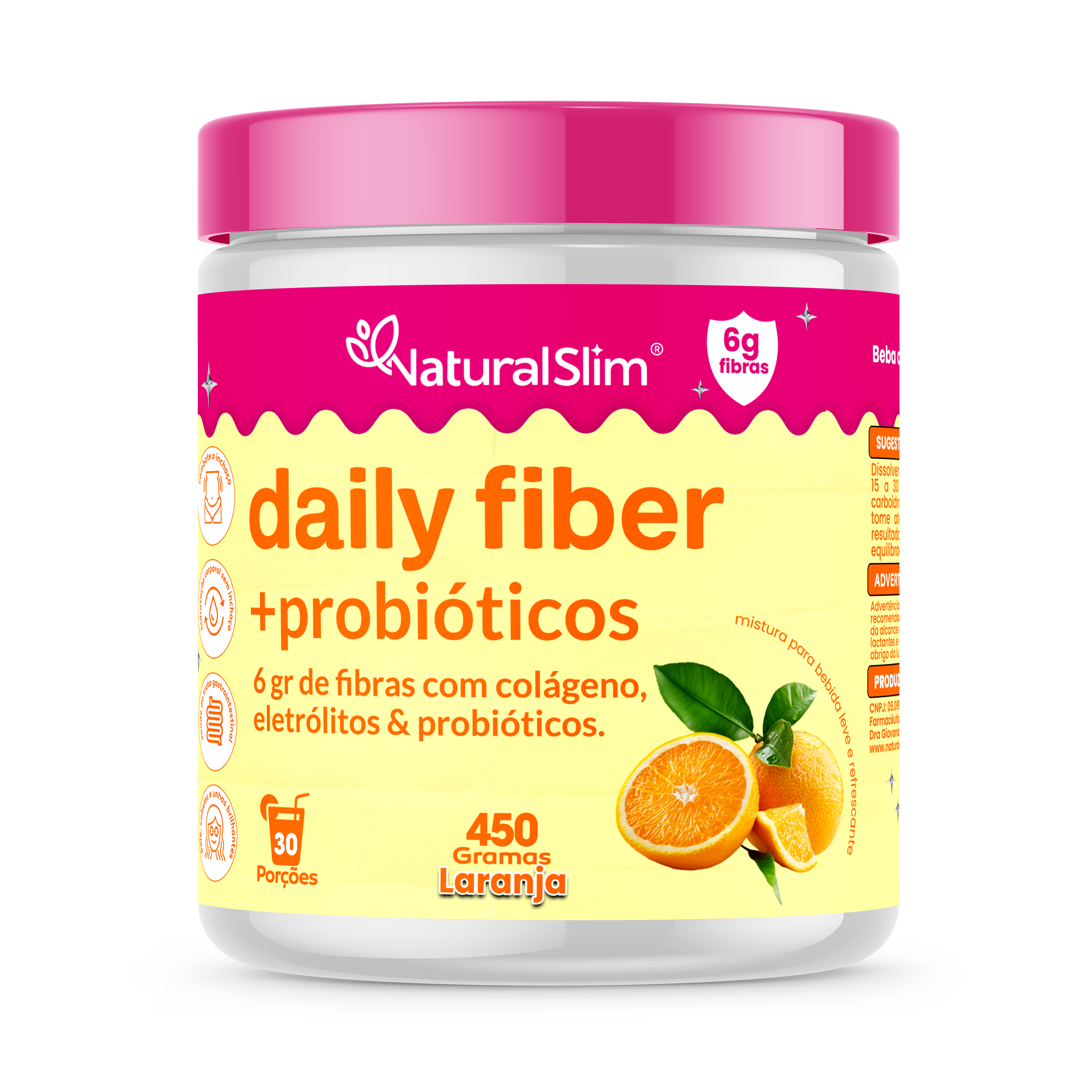 Daily Fiber Suplemento Diário 450 Gramas Laranja Natural Slim