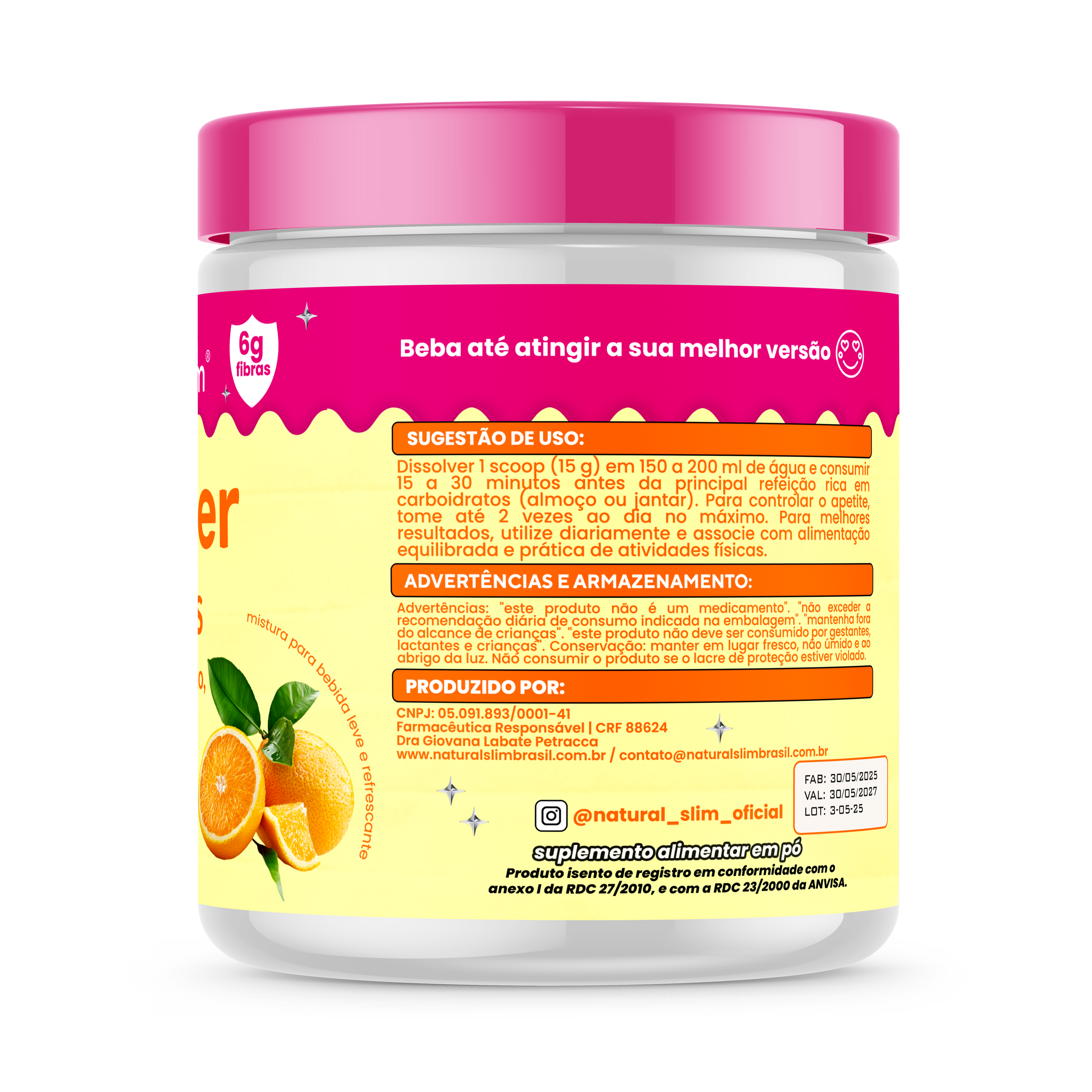 Daily Fiber Suplemento Diário 450 Gramas Laranja Natural Slim