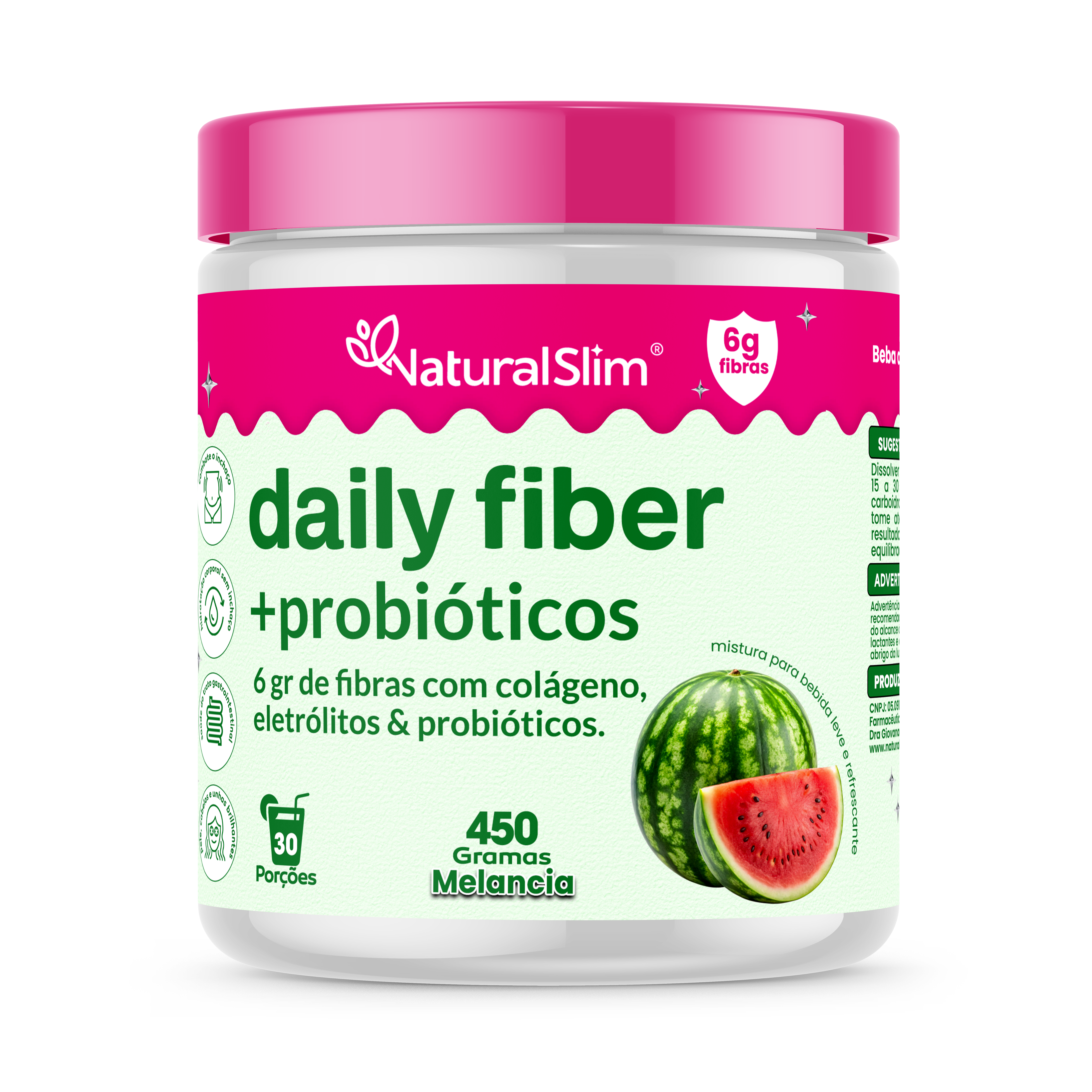 Daily Fiber Suplemento Diário 450 Gramas Melancia Natural Slim