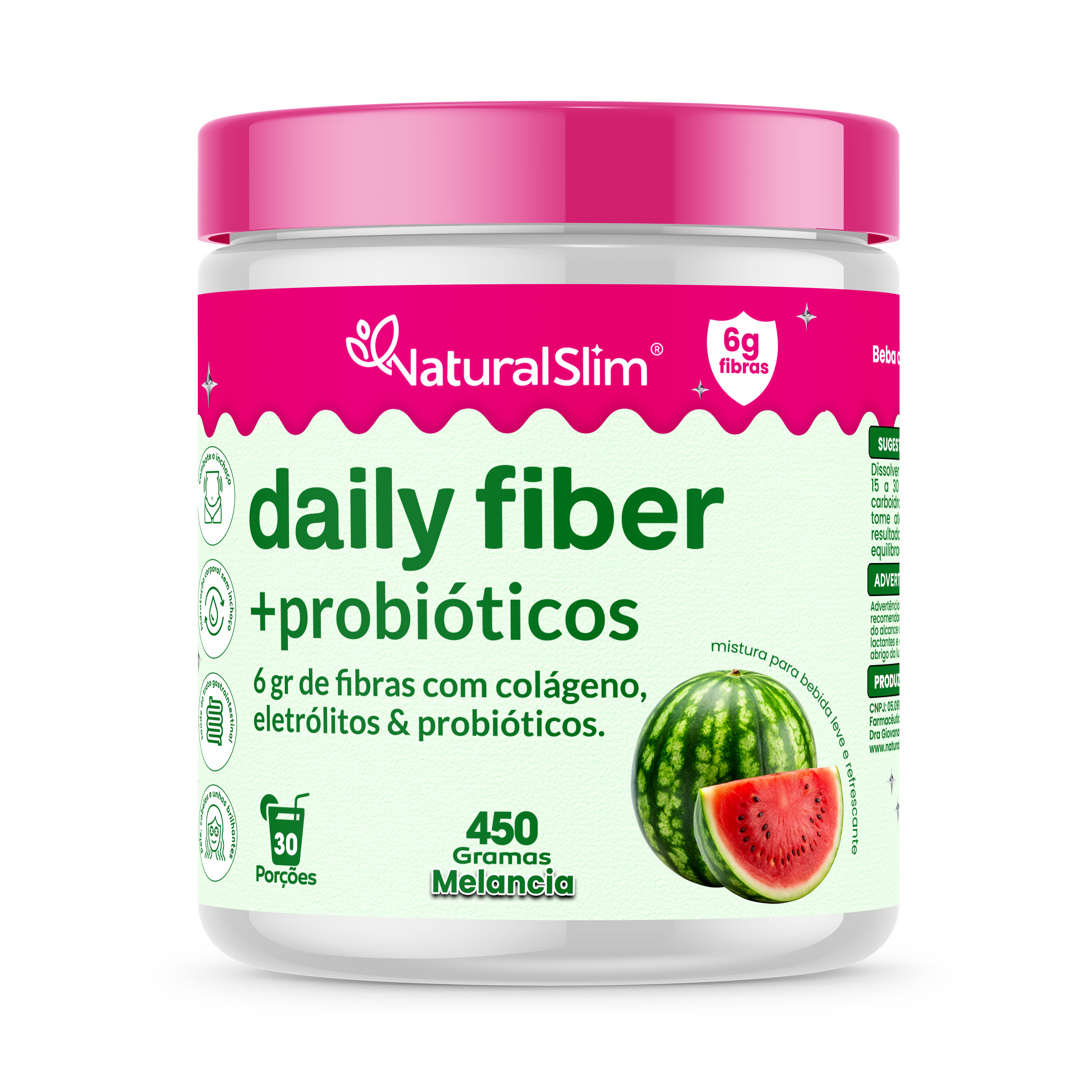 Daily Fiber Suplemento Diário 450 Gramas Melancia Natural Slim