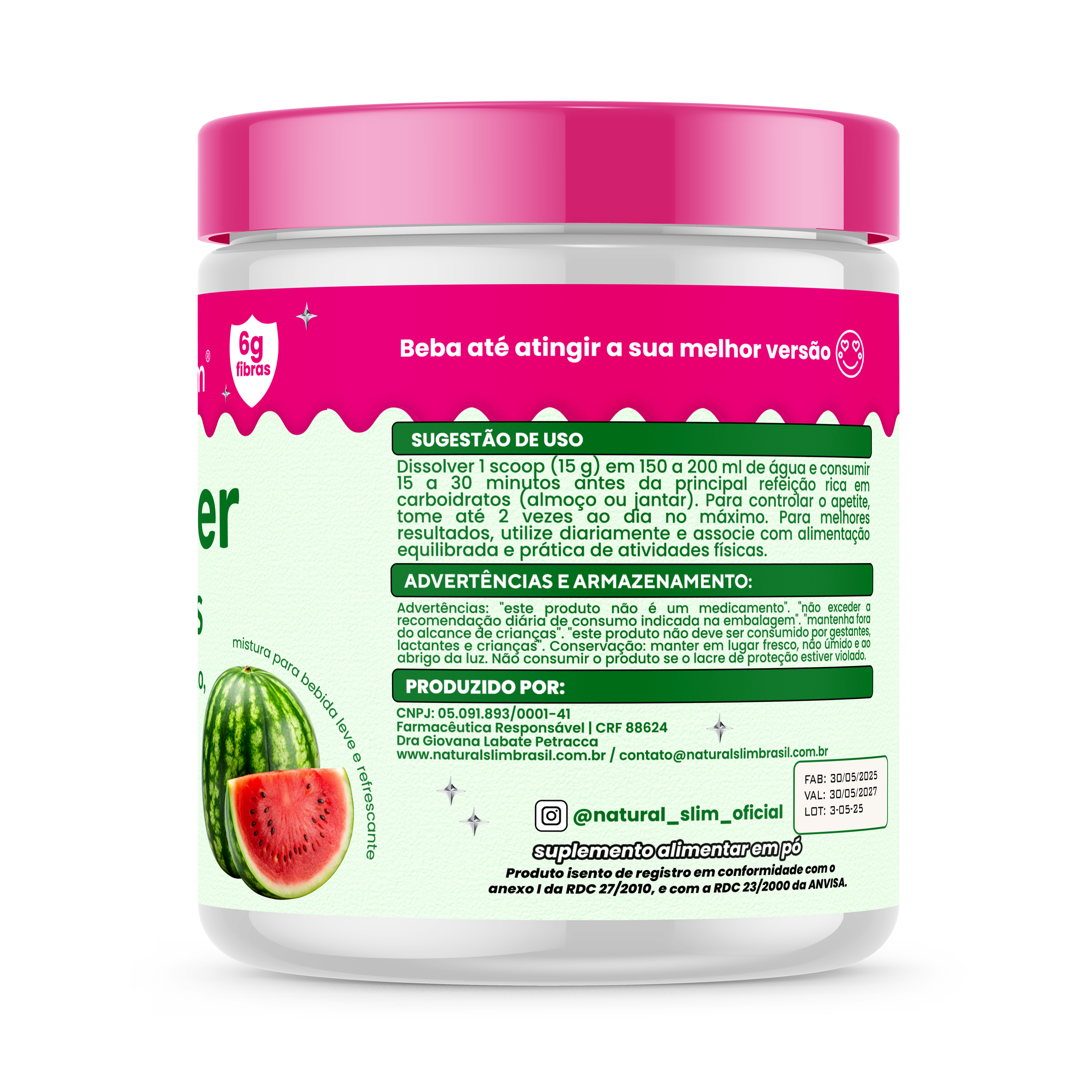 Daily Fiber Suplemento Diário 450 Gramas Melancia Natural Slim
